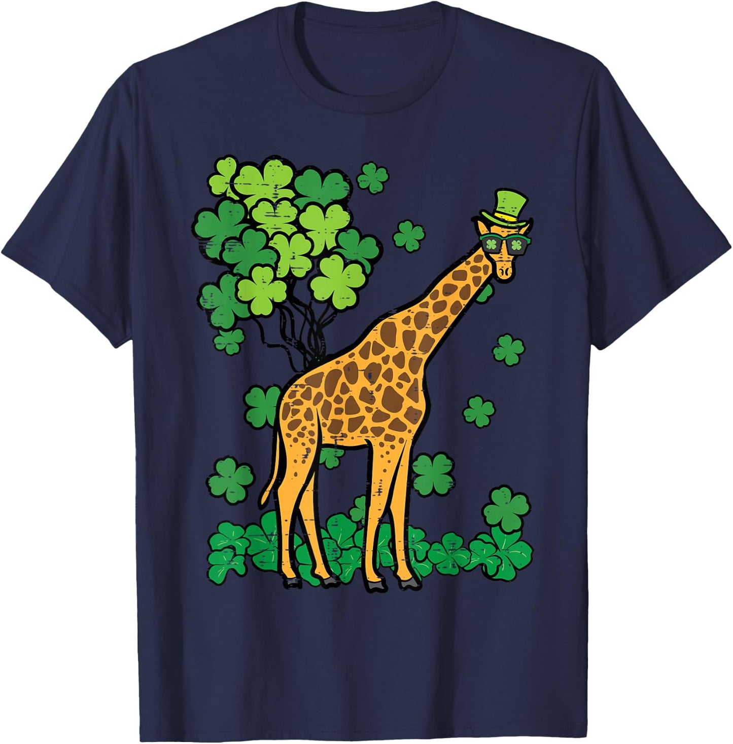 St Patricks Day Giraffe Saint Pattys Paddys Kids Men Women T-Shirt - T-Shirt | Navy
