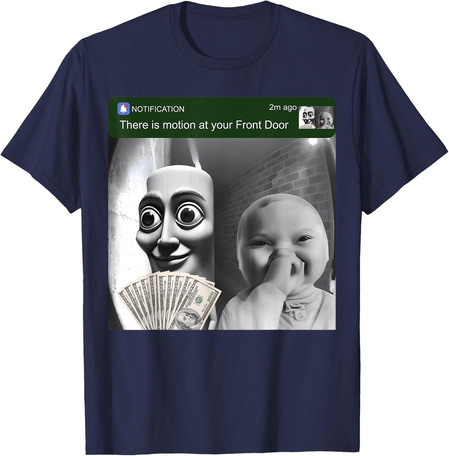 There is Motion at Your Front Door Ai Baby Tung Sahur T-Shirt - T-Shirt | Navy