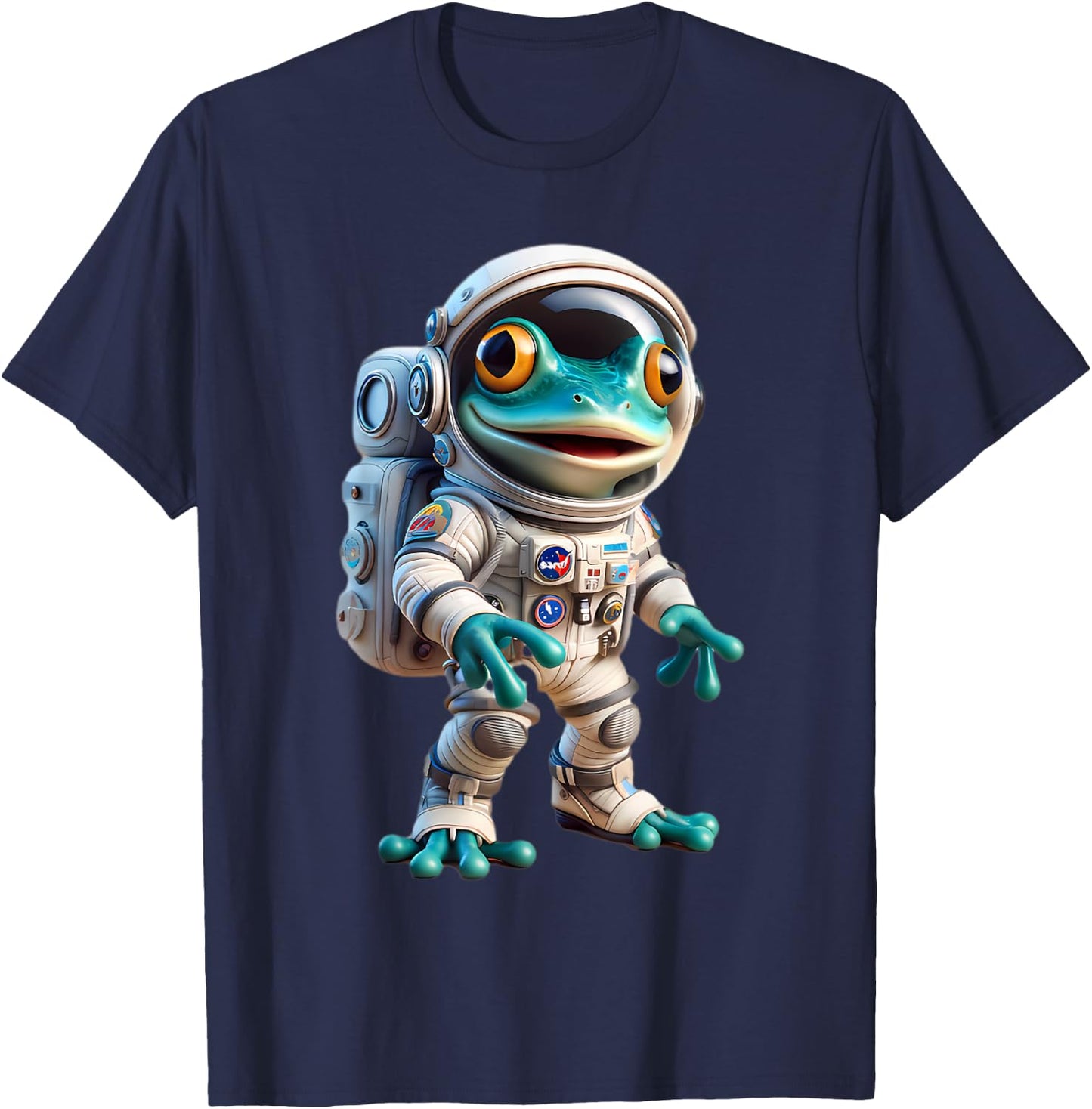 Cute Frog Astronaut Helmet Space Men Women Kids T-Shirt - T-Shirt | Navy