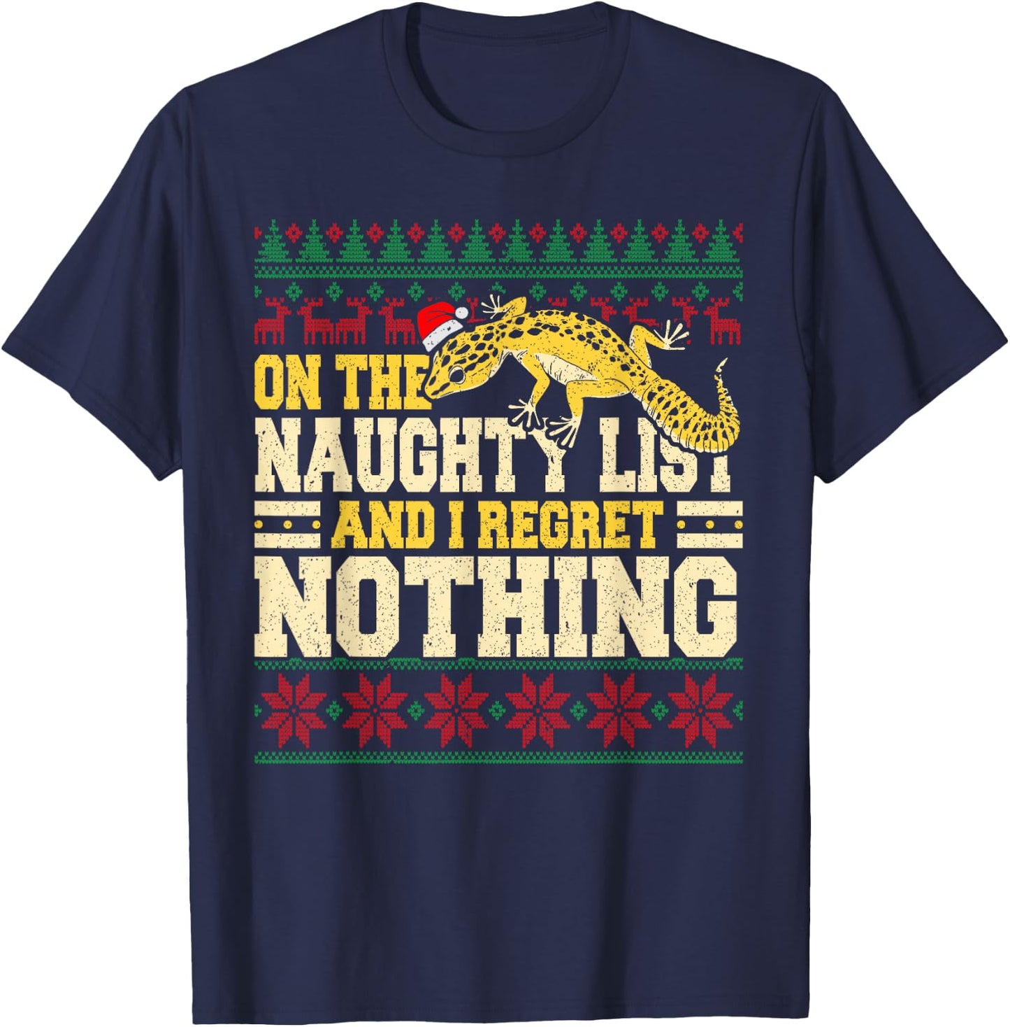 Funny Lizard Reptile - Tiny Dragon Leopard Gecko Christmas T-Shirt - T-Shirt | Navy