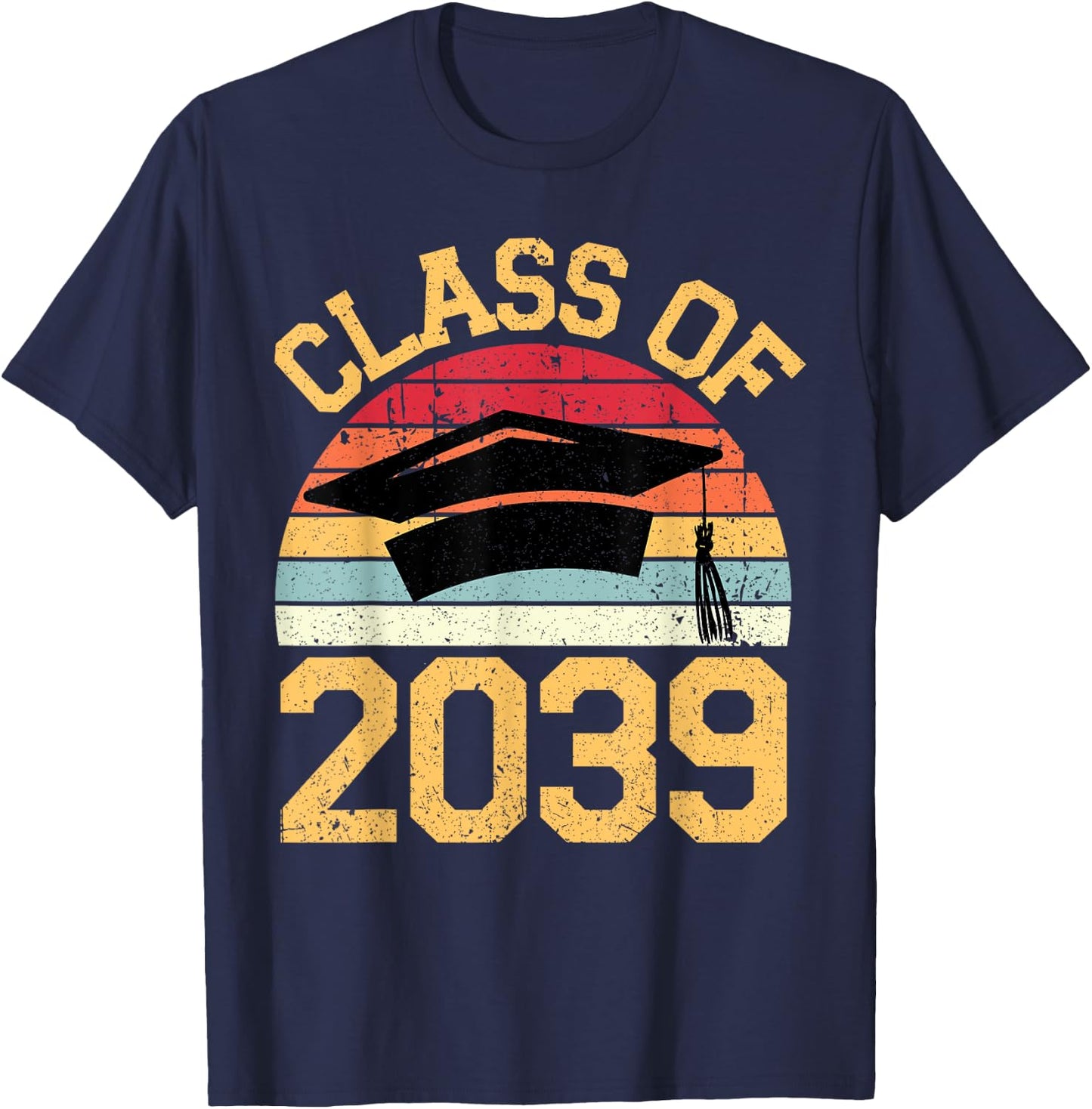 Class of 2039 Grow With Me First Day of School Graduation T-Shirt - T-Shirt | Navy