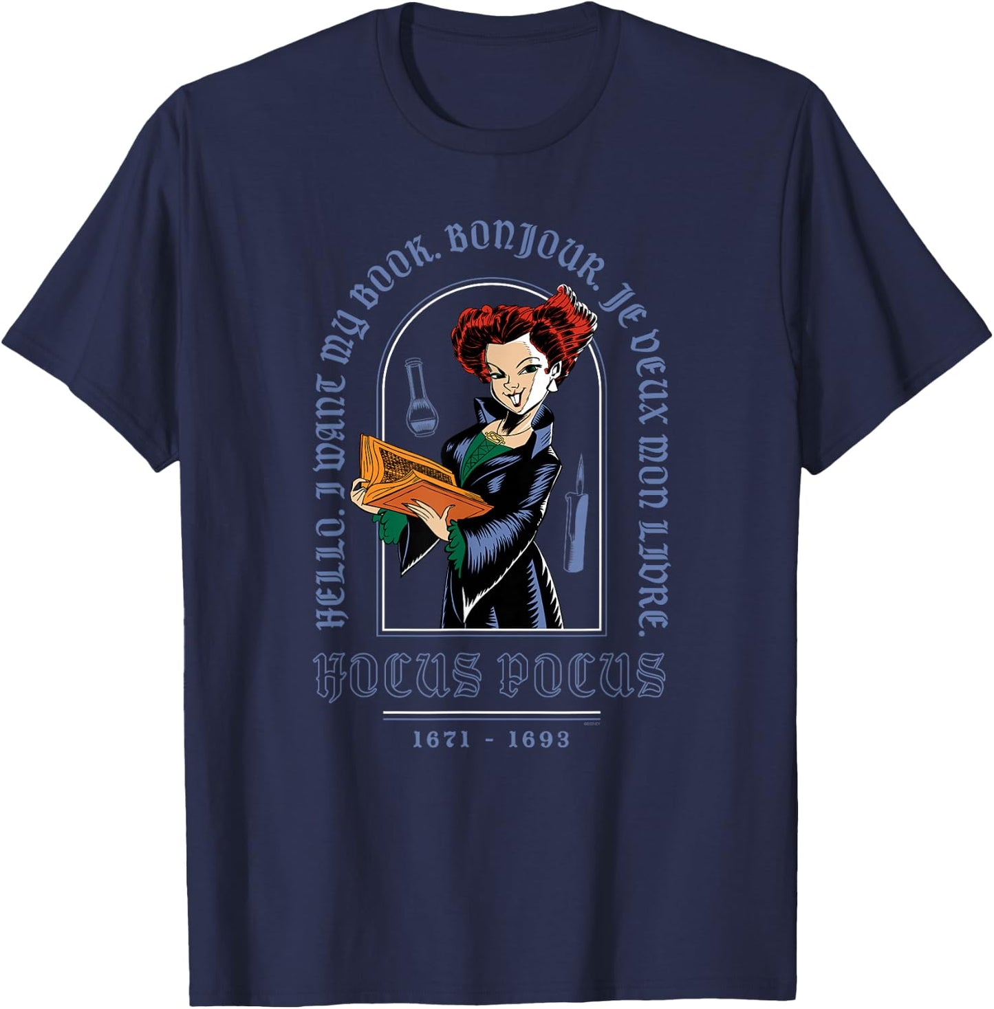 Disney Hocus Pocus Winifred Sanderson I Want My Book T-Shirt - T-Shirt | Navy