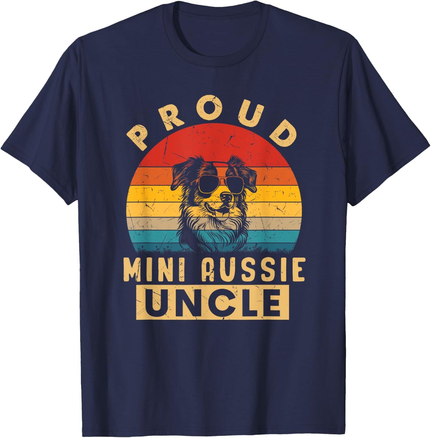 Proud Mini Aussie Uncle Gifts Dog Lovers Dad Fathers Day T-Shirt - T-Shirt | Navy