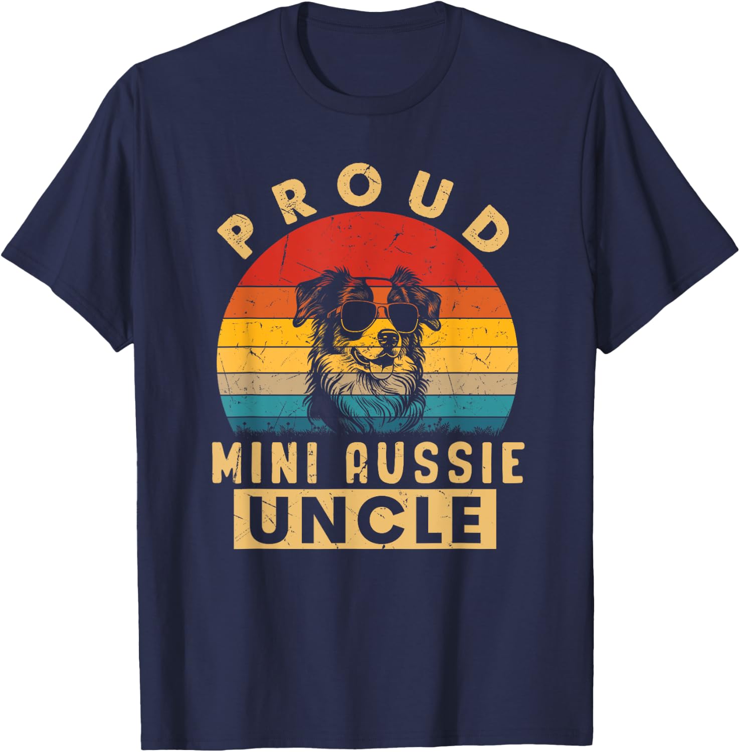 Proud Mini Aussie Uncle Gifts Dog Lovers Dad Fathers Day T-Shirt - T-Shirt | Navy