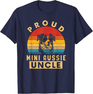 Proud Mini Aussie Uncle Gifts Dog Lovers Dad Fathers Day T-Shirt - T-Shirt | Navy