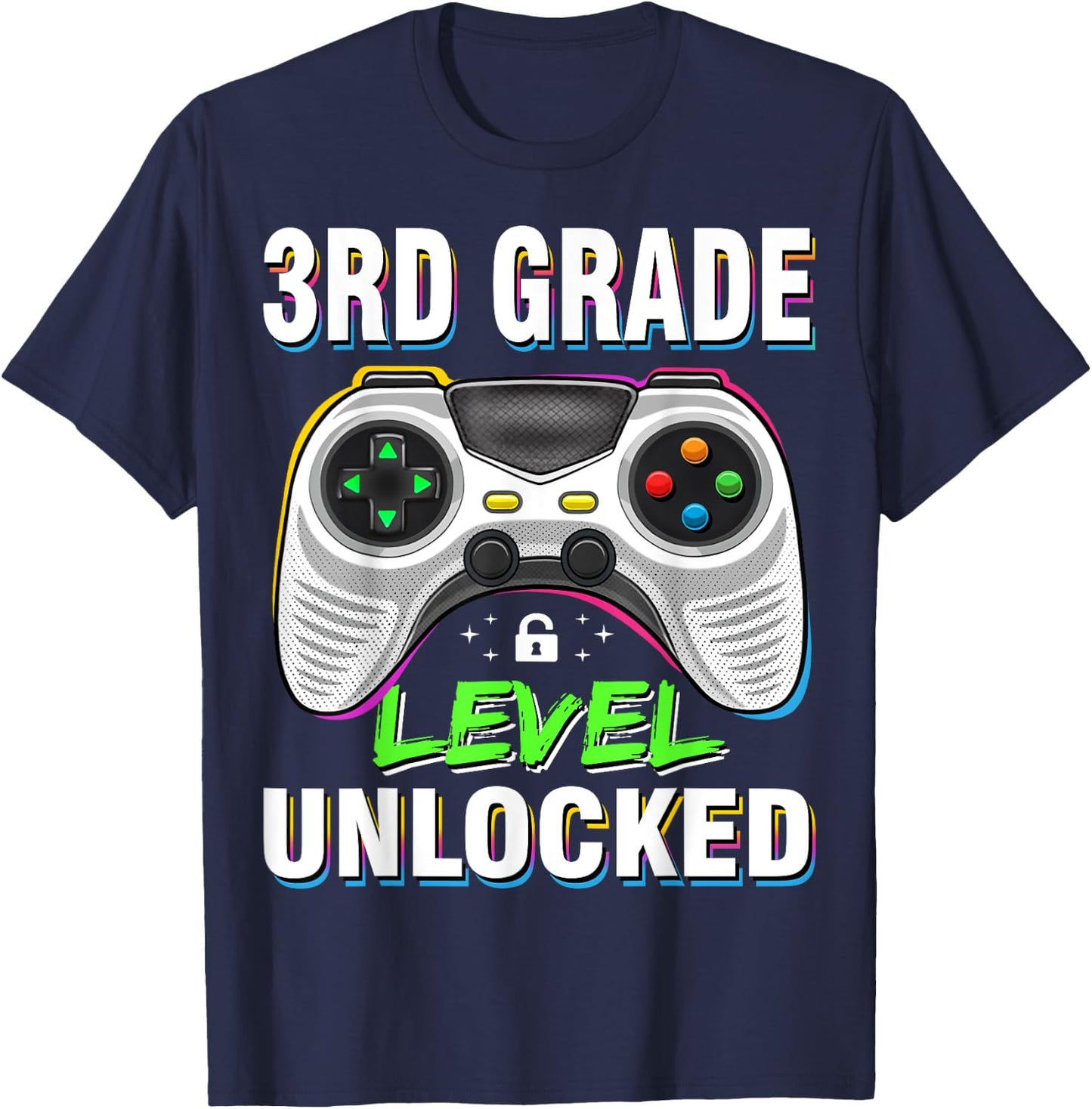 Level 3rd Grade Unlocked Back To School First Day Boys Girls T-Shirt - T-Shirt | Navy