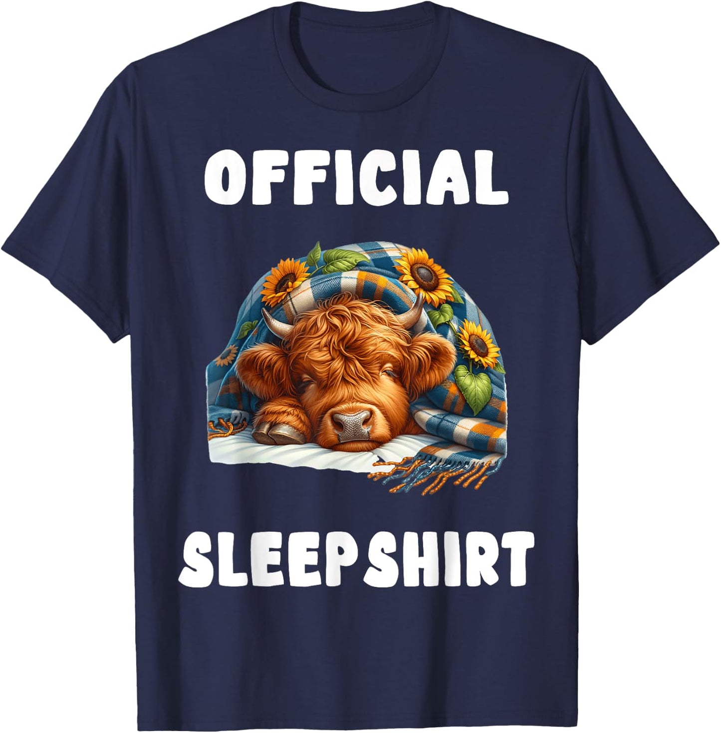 Highland_cow - Official Sleepshirt Pajamas Nightgown T-Shirt - T-Shirt | Navy