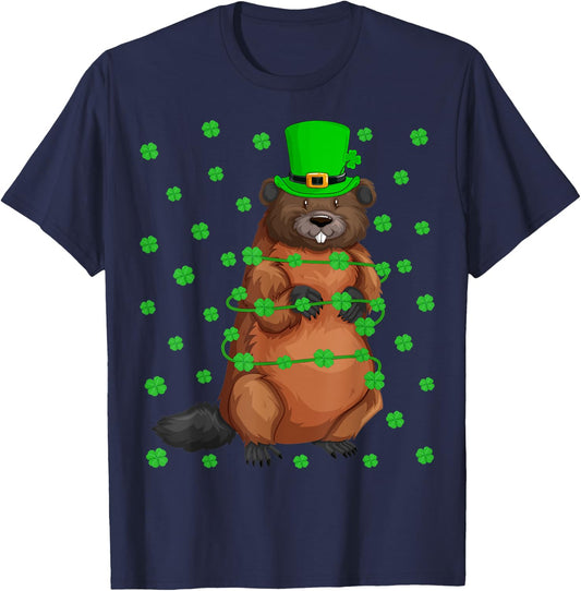Irish Shamrock Leprechaun Beaver St. Patrick's Day T-Shirt - T-Shirt | Navy