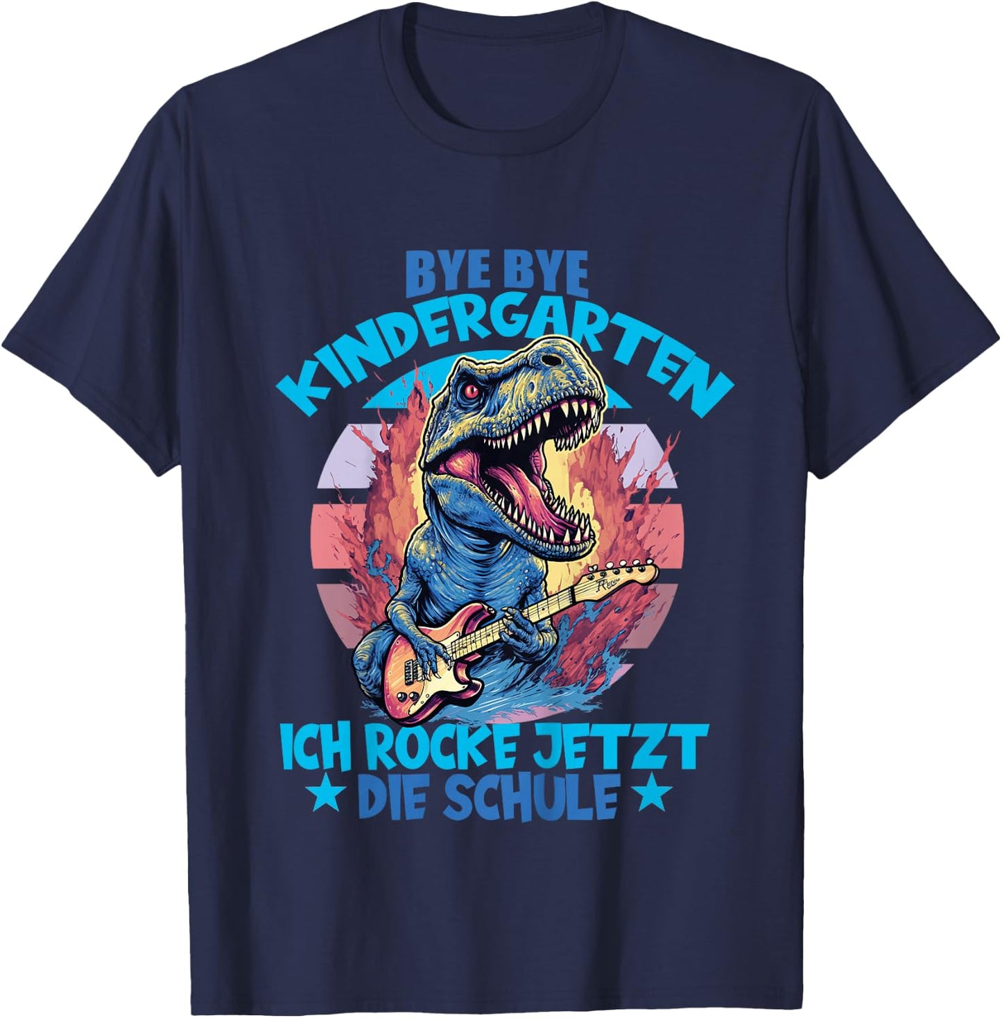Bye Bye Kindergarten mit Dino für Schulkind zum Schulanfang T-Shirt - T-Shirt | Navy
