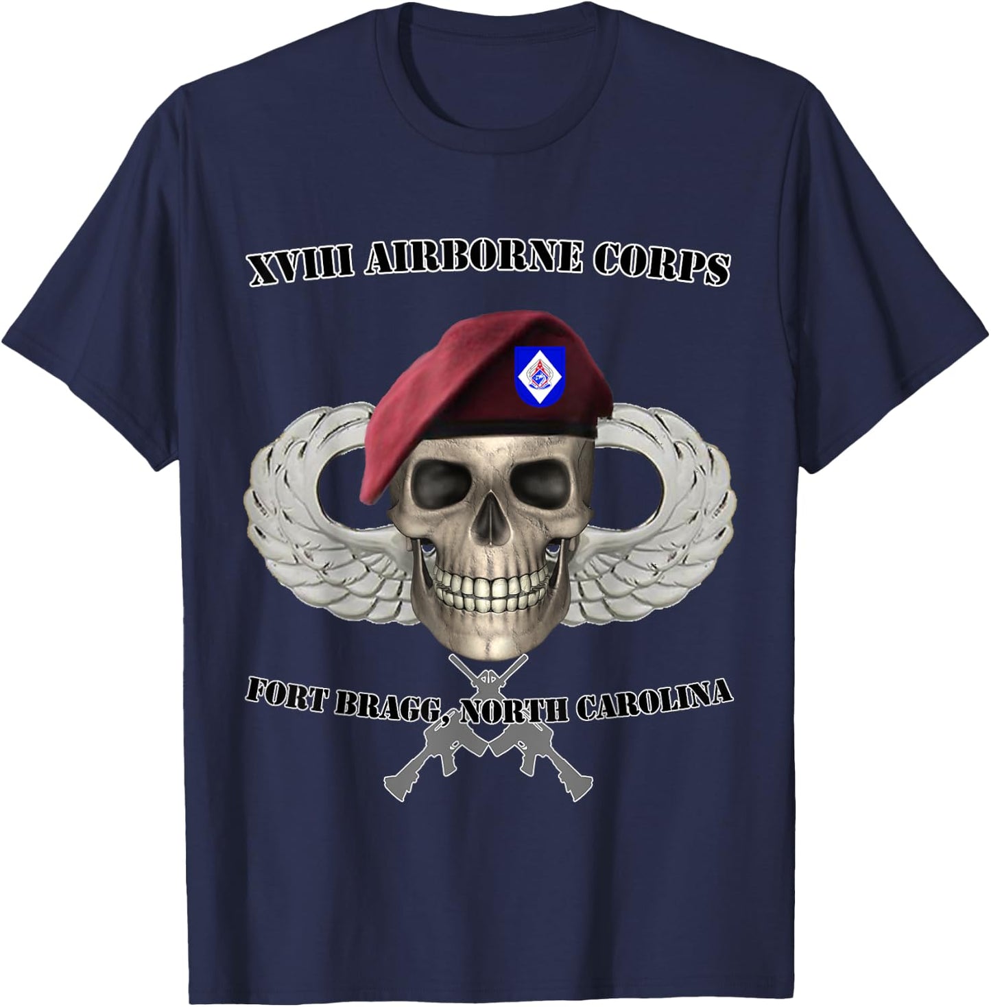 XVIII Airborne Corps- Ft Bragg, North Carolina Design T-Shirt - T-Shirt | Navy