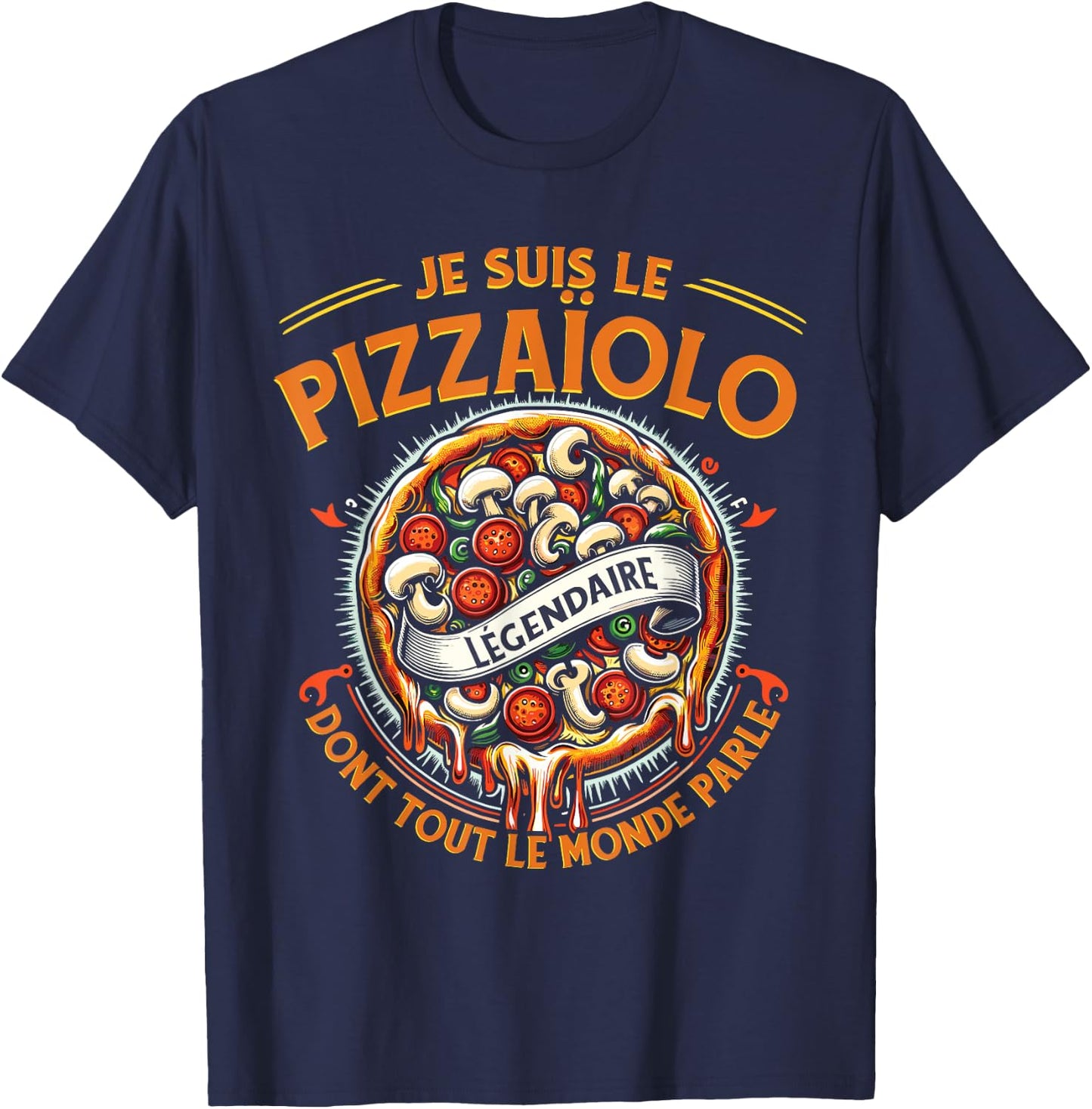 Pizzamaker Italian Eater Pizza Restaurant Funny Pizza Maker Pizza , Black, S T-Shirt - T-Shirt | Navy