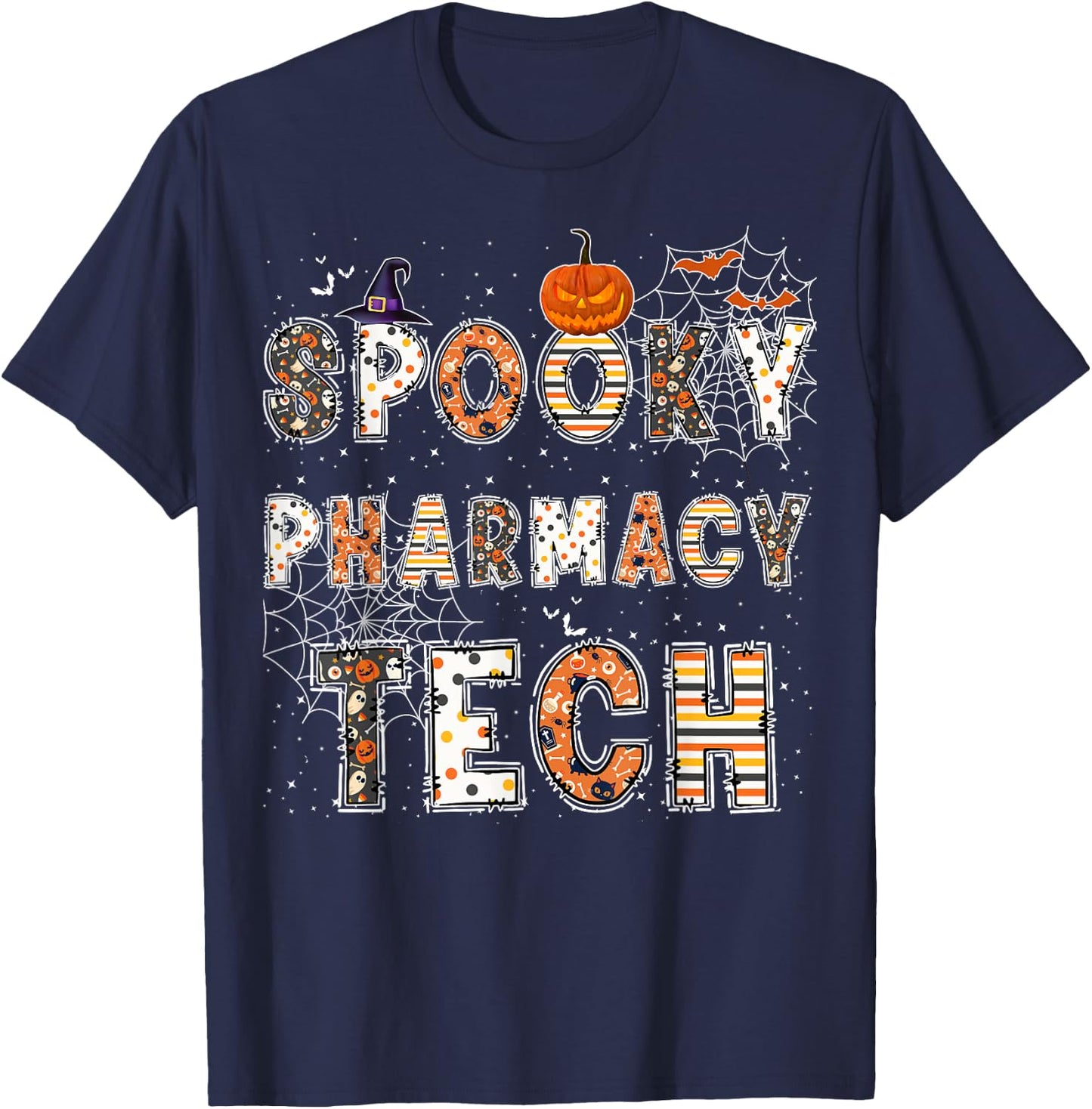Spooky Pharmacy Technician Halloween Costume Pharmacy Tech T-Shirt - T-Shirt | Navy