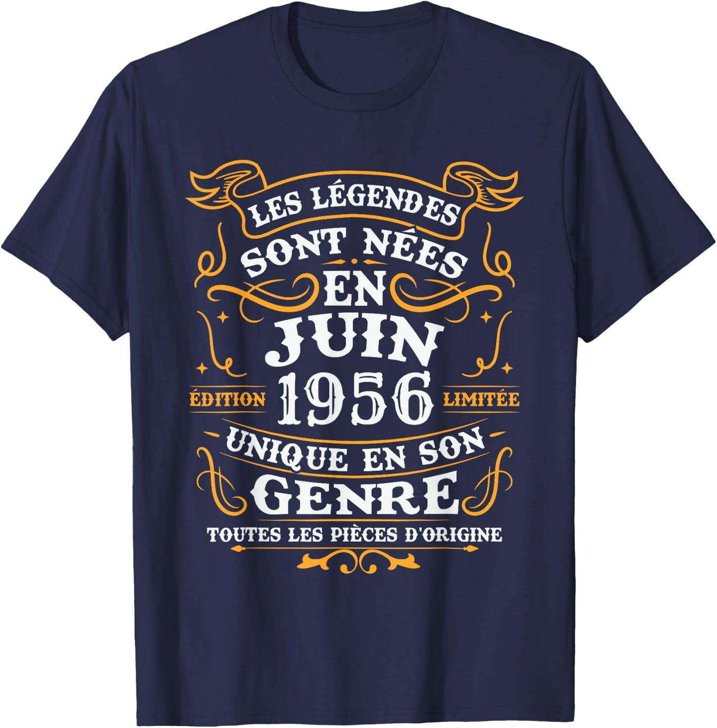 Vintage Cadeau d'anniversaire 70 Ans Nés en Juin 1956 T-Shirt - T-Shirt | Navy