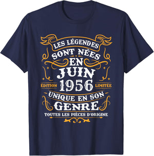 Vintage Cadeau d'anniversaire 70 Ans Nés en Juin 1956 T-Shirt - T-Shirt | Navy