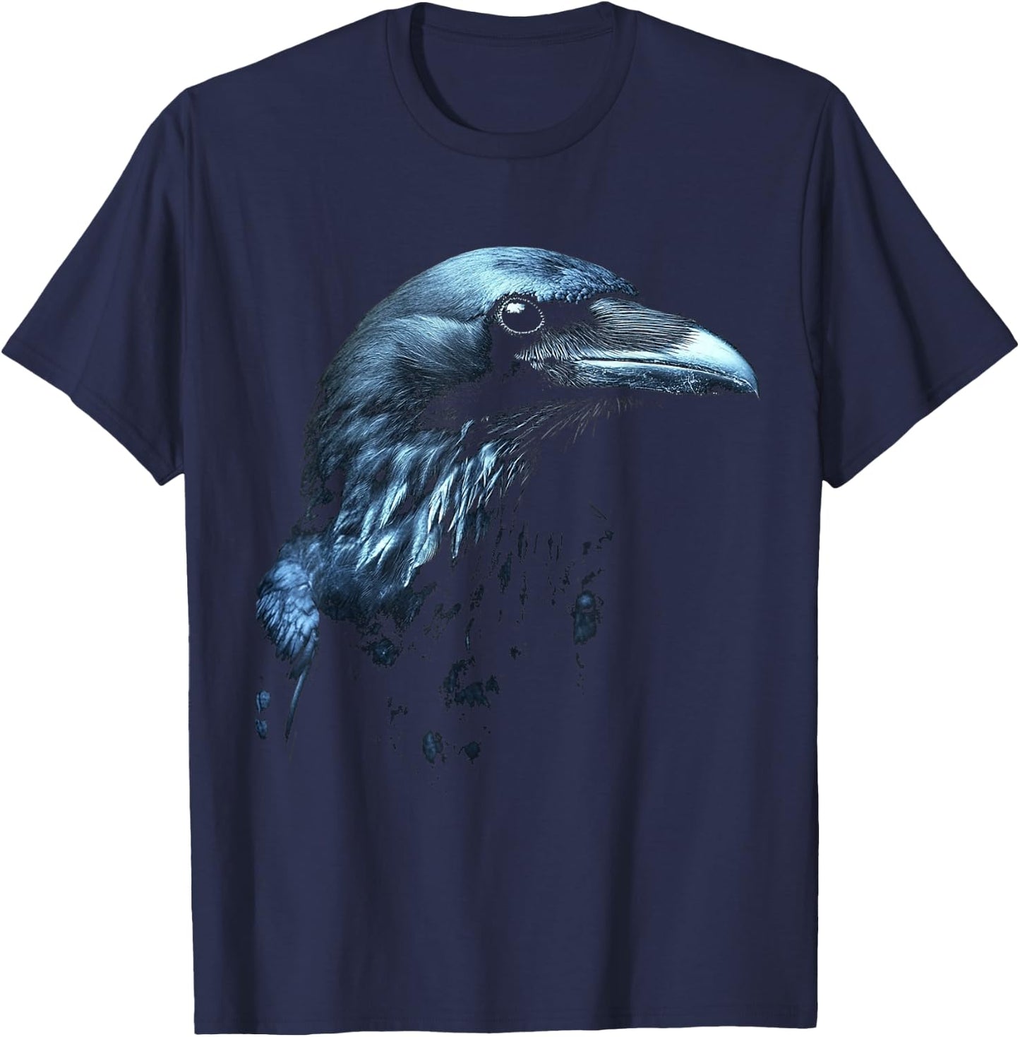Raven Pattern , Black, S T-Shirt - T-Shirt | Navy