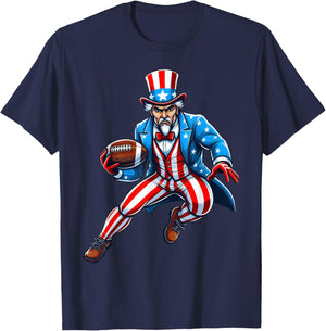 Uncle Sam Football Player 4th of July Patriotic T-Shirt - T-Shirt | Navy