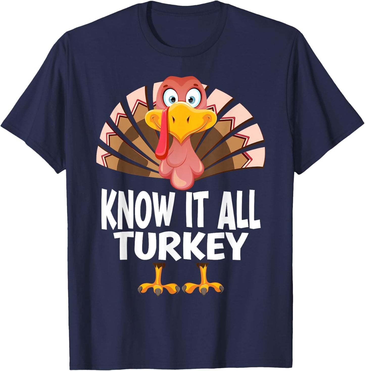 Thanksgiving Know It All Turkey Matching Pajama T-Shirt - T-Shirt | Navy
