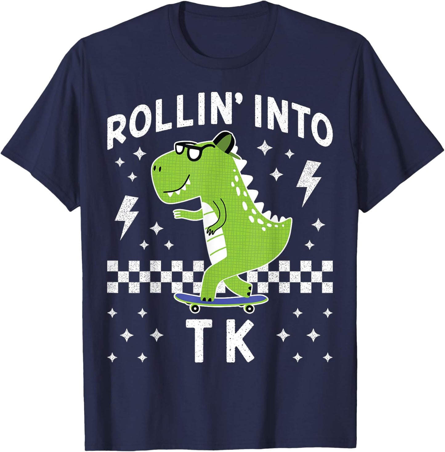 Rollin Into TK Dinosaur Back to School Kid I’m Ready for TK T-Shirt - T-Shirt | Navy