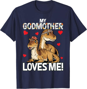 Kids My Godmother Loves Me Dinosaur for Godson T-Shirt - T-Shirt | Navy