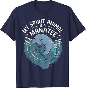 My Spirit Animal Is A Manatee Marine Biologist Funny Manatee T-Shirt - T-Shirt | Navy