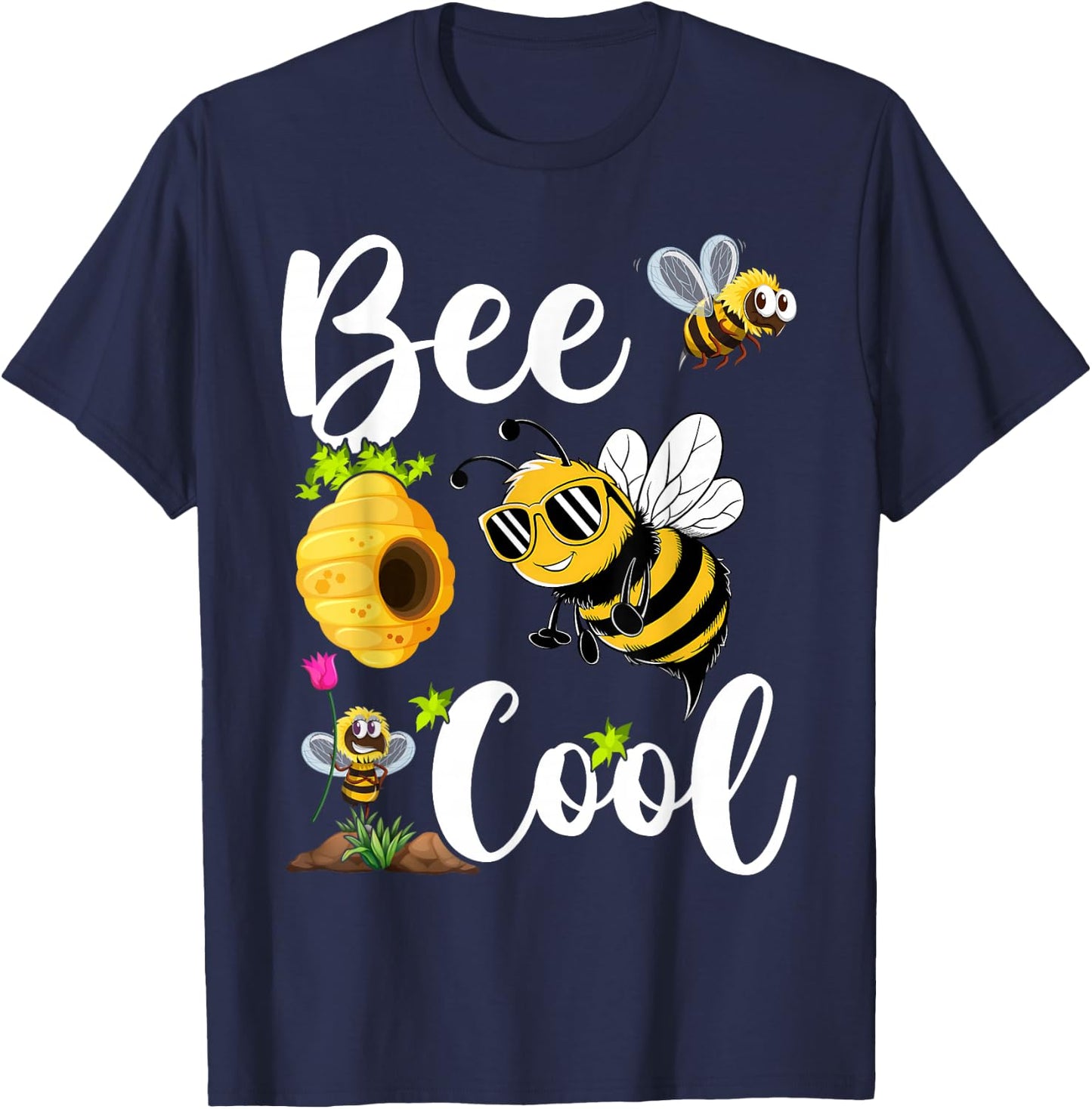 Bee Cool Bumble Bee Boys Girls Kids T-Shirt - T-Shirt | Navy