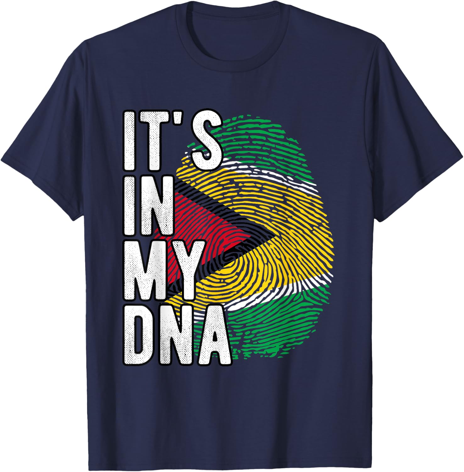 Funny it's in my DNA Guyana flag Fingerprint T-Shirt - T-Shirt | Navy