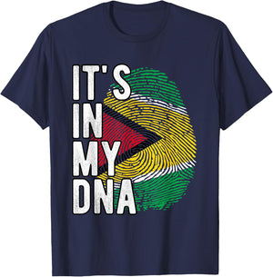 Funny it's in my DNA Guyana flag Fingerprint T-Shirt - T-Shirt | Navy