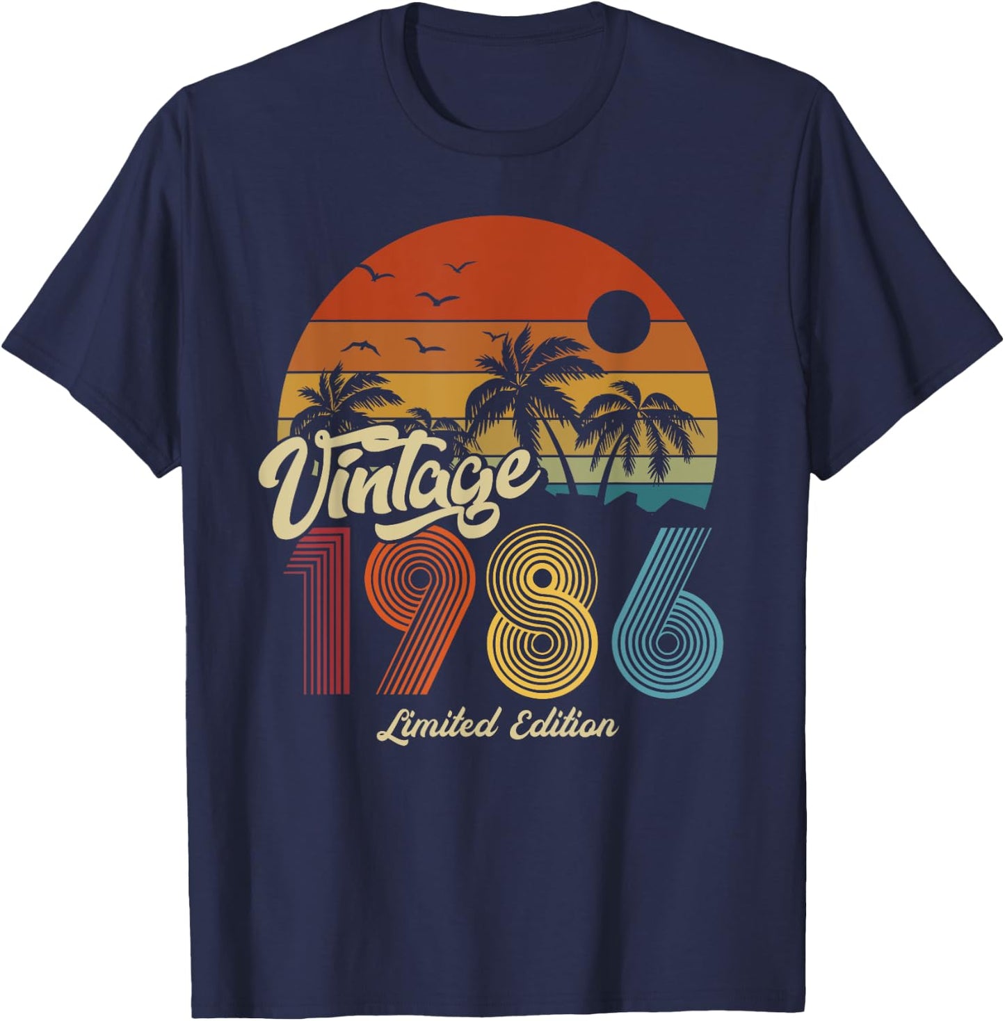 1986 Vintage Vintage Birthday Retro Men's Women's Gift , black T-Shirt - T-Shirt | Navy