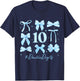 10th Blue Floral Coquette Bow Double Digits Birthday Girl T-Shirt - T-Shirt | Navy