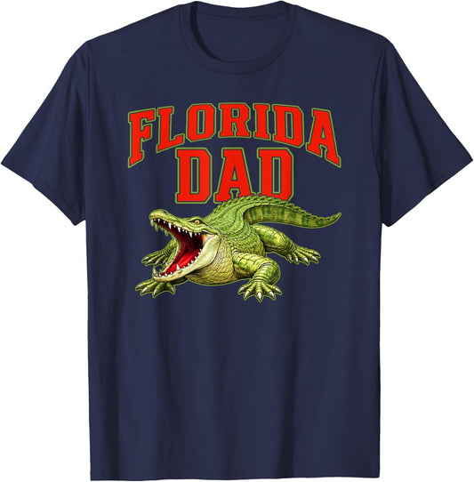 Vintage Florida Dad Alligator Happy Father's Day Crocodile T-Shirt - T-Shirt | Navy