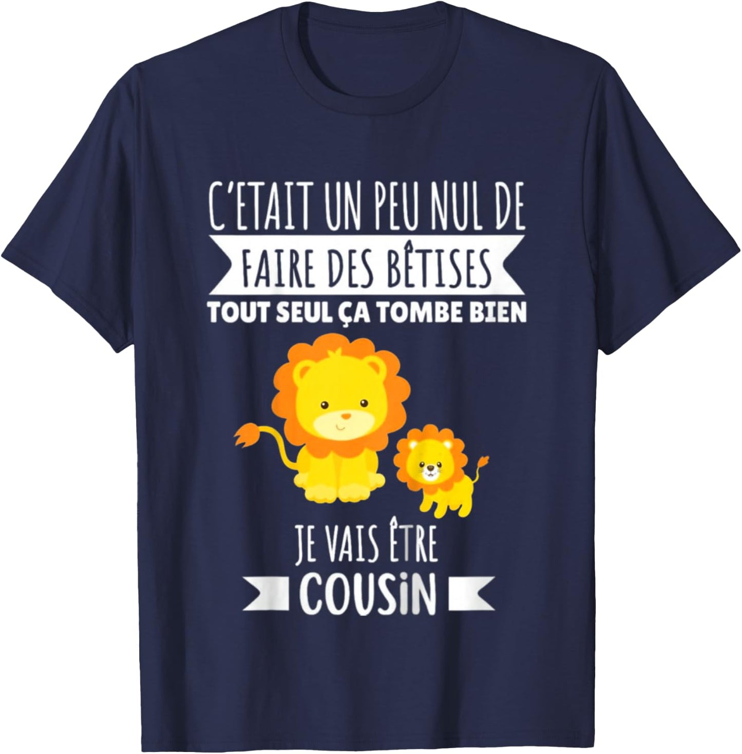Child Future Cousin Announcement Pregnancy Je Vais Etre Cousin 2025 , Black, 2 T-Shirt - T-Shirt | Navy