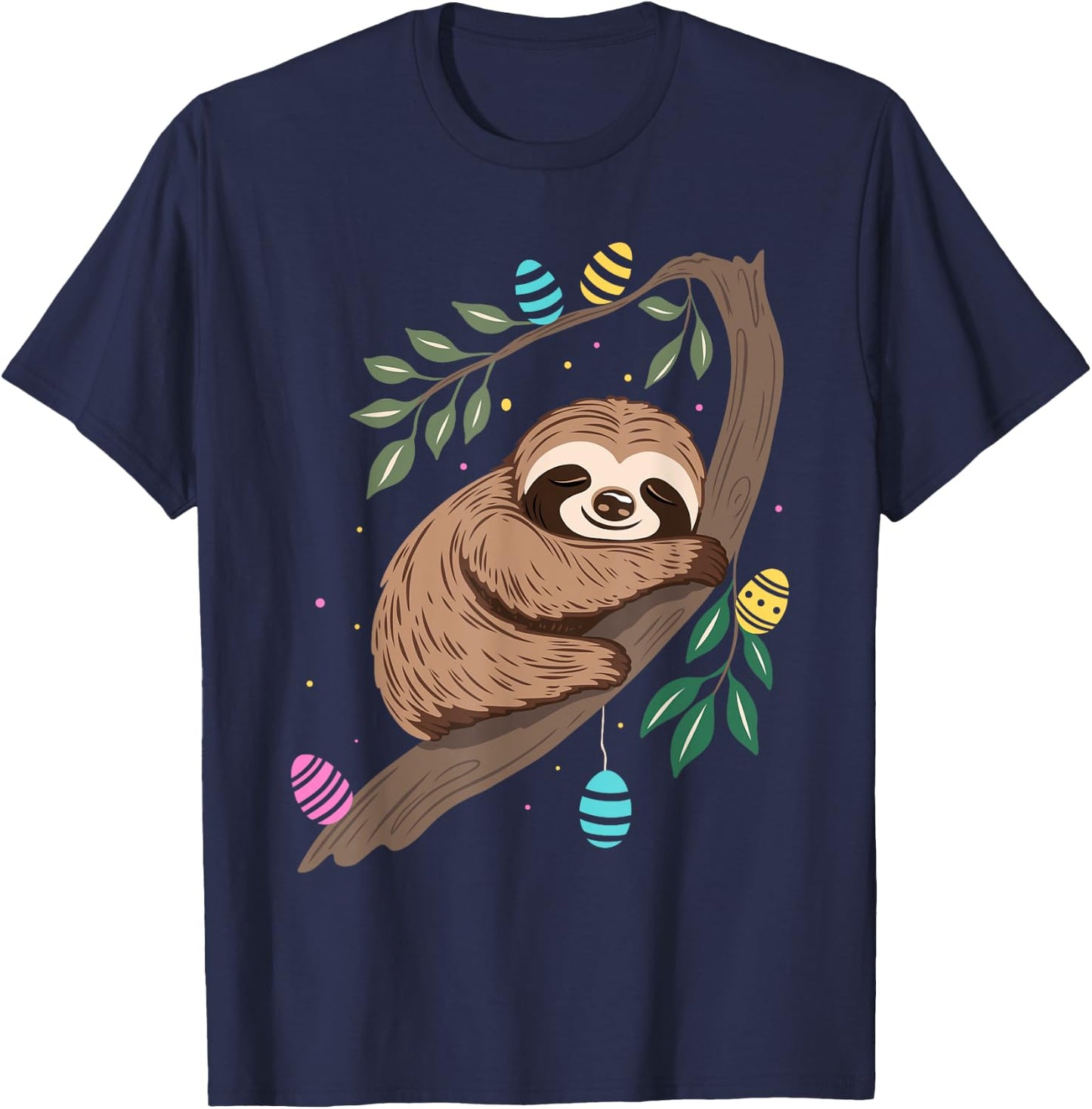 Oster Faultier mit Ostereier im Frühling Cute Animals Art T-Shirt - T-Shirt | Navy