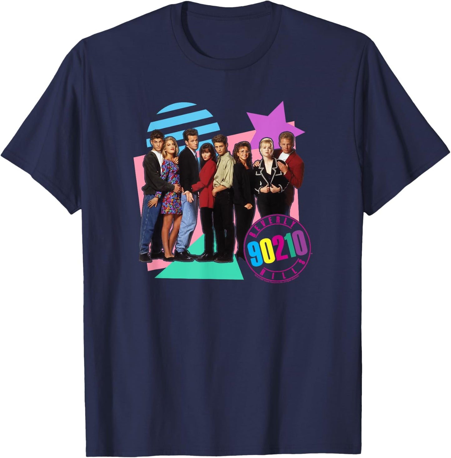 Beverly Hills 90210 Full Cast Group Poster , black T-Shirt - T-Shirt | Navy