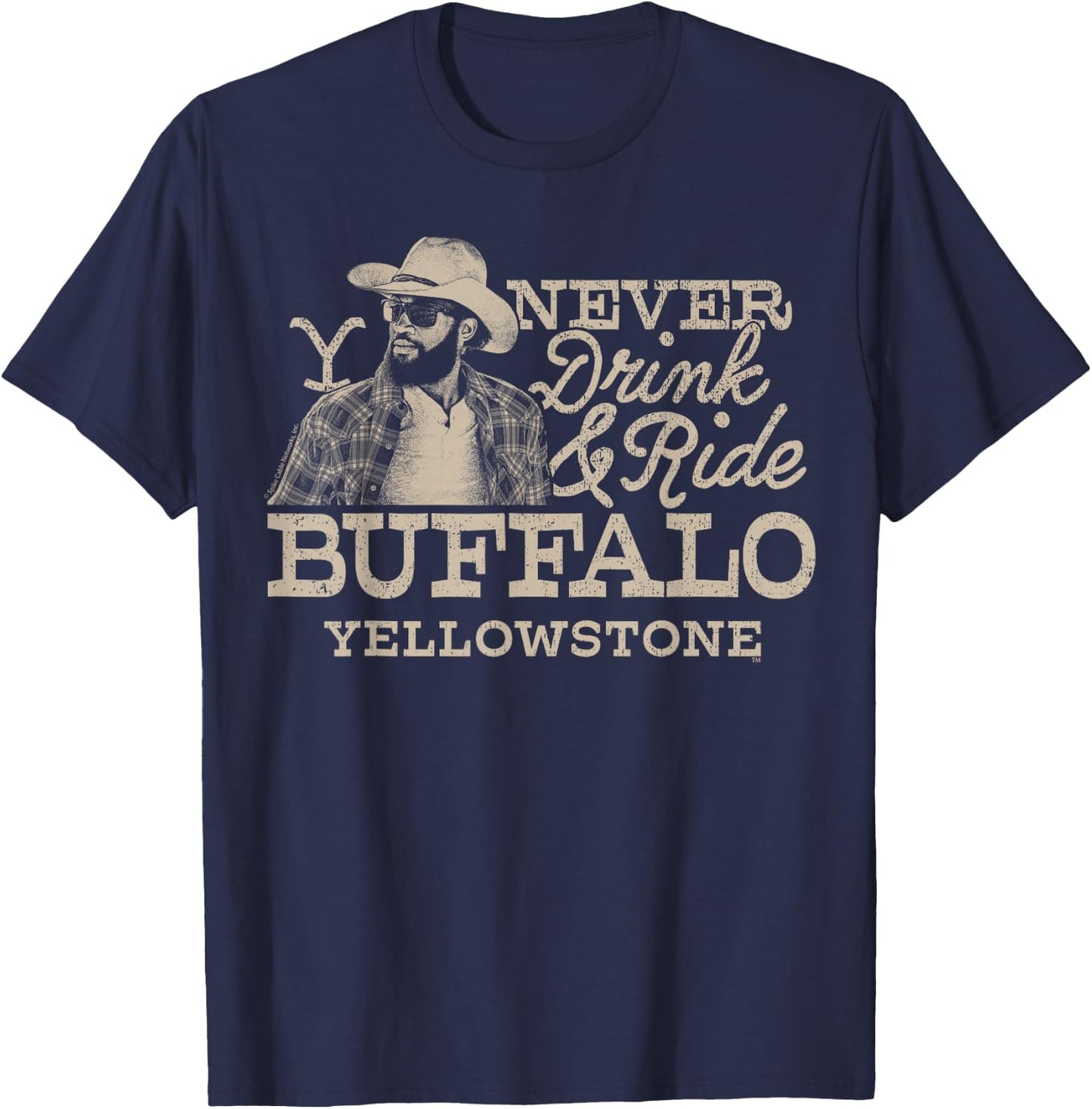 Yellowstone - Never Drink And Ride Buffalo T-Shirt - T-Shirt | Navy