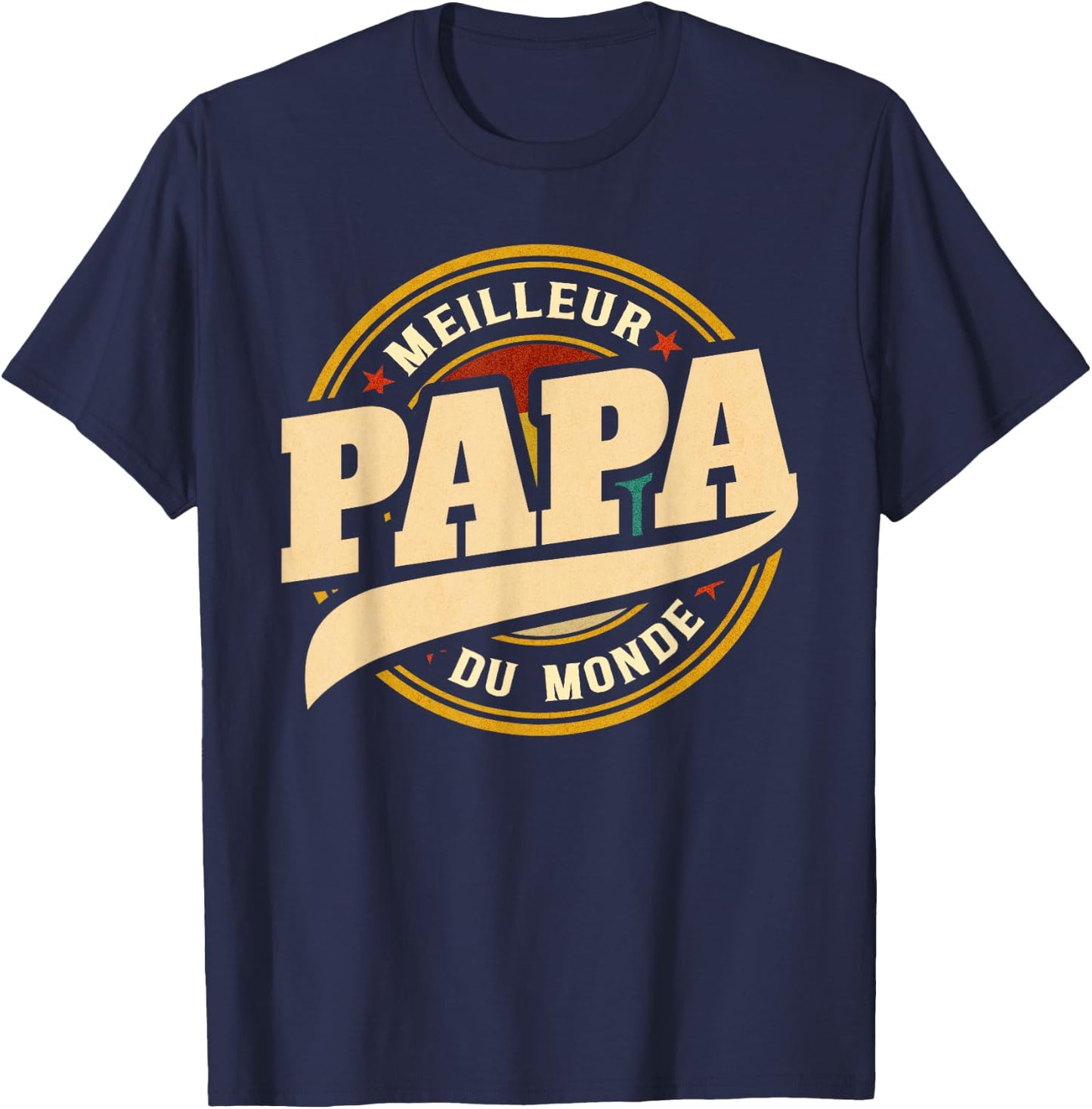 Father's Day Gift Vintage Best Dad In The World T-Shirt - T-Shirt | Navy
