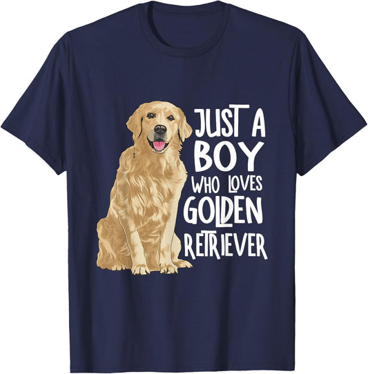 Just a Boy Who Loves Golden Retrievers T-Shirt - T-Shirt | Navy