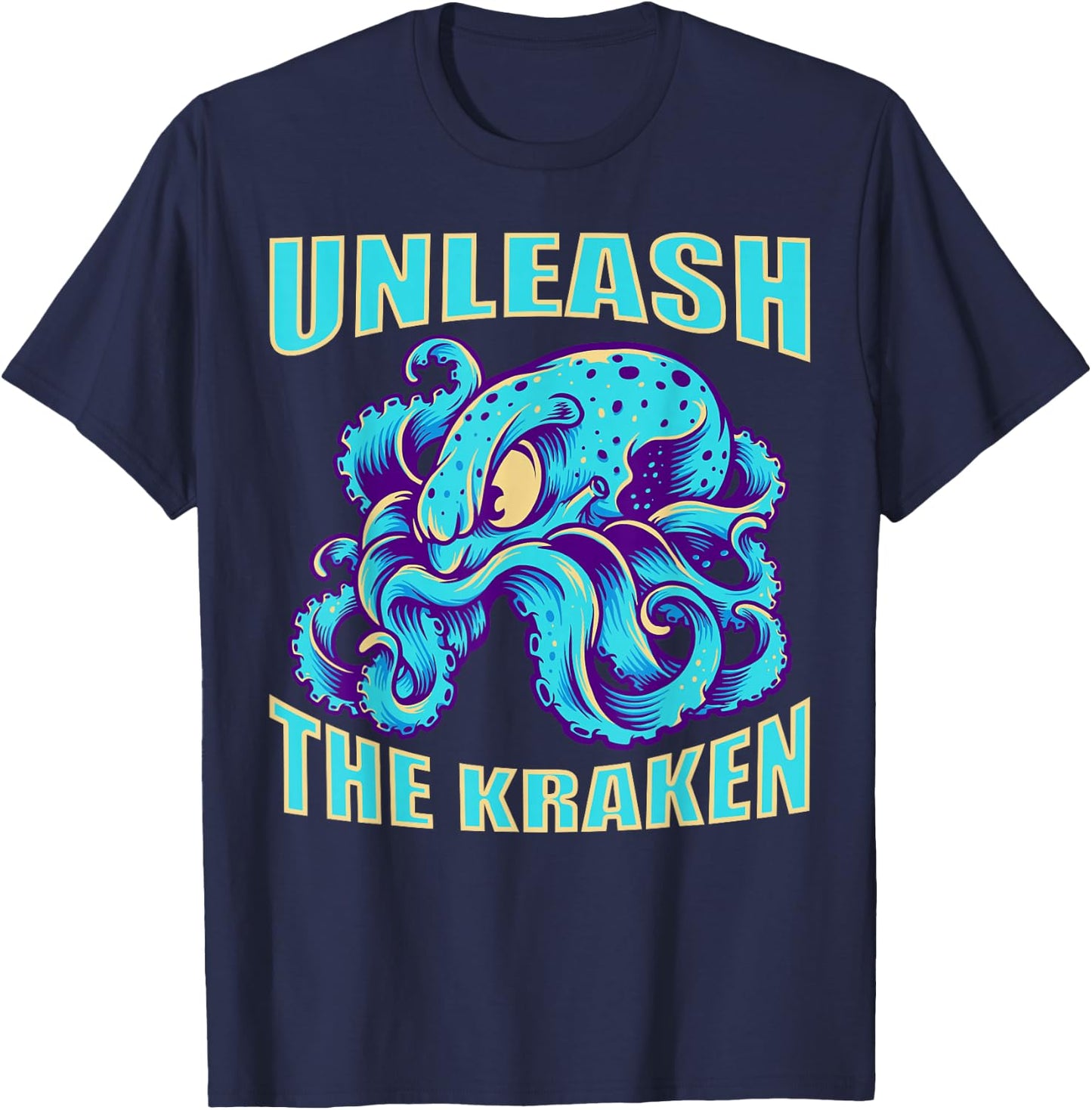 Kraken Sea Monster Vintage Unleash the Kraken Giant Kraken T-Shirt - T-Shirt | Navy