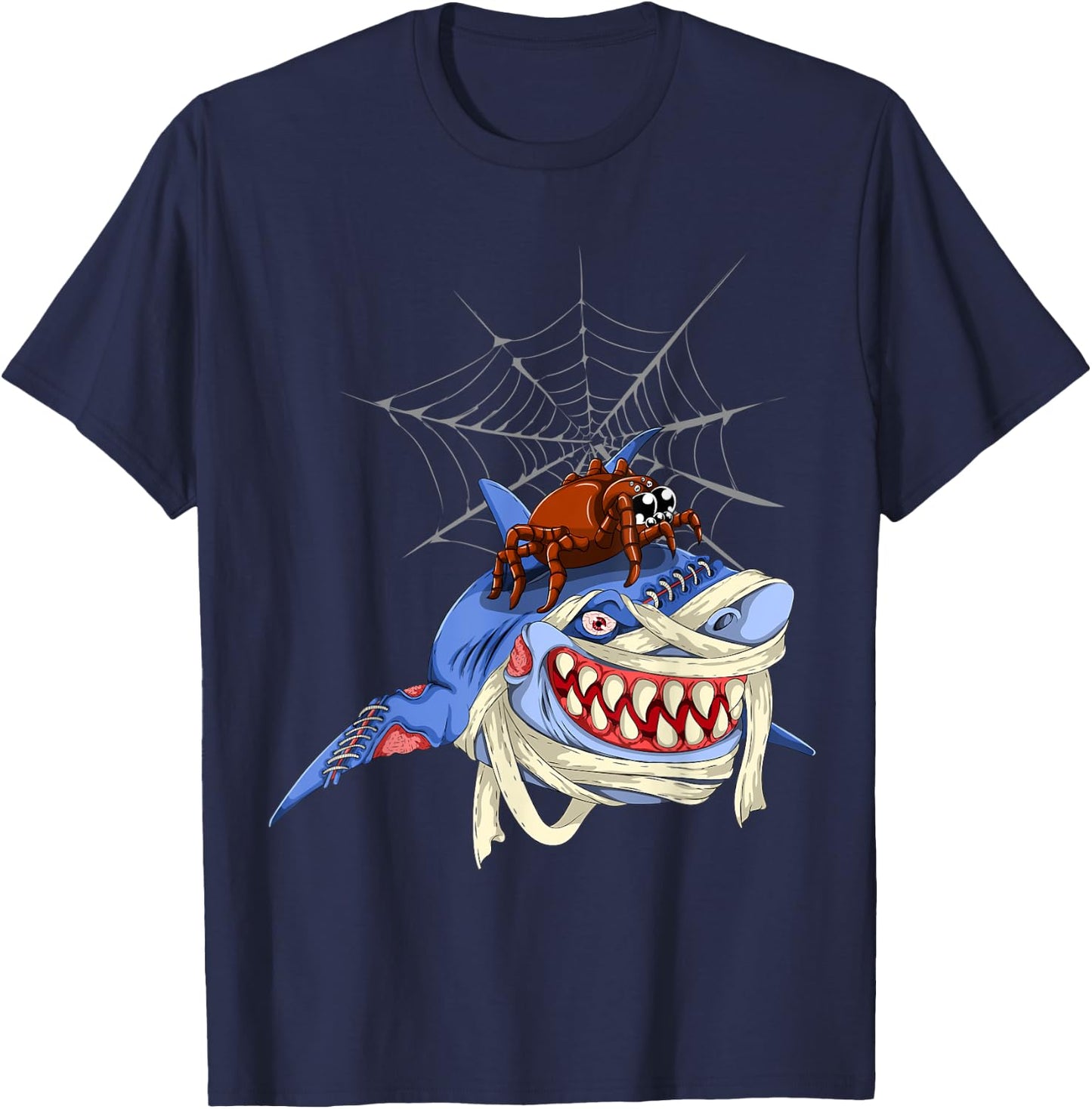 Halloween Spider Shark T-Shirt - T-Shirt | Navy
