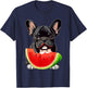 Funny French Bulldog Dog & Watermelon Slice Summer Vacation T-Shirt - T-Shirt | Navy