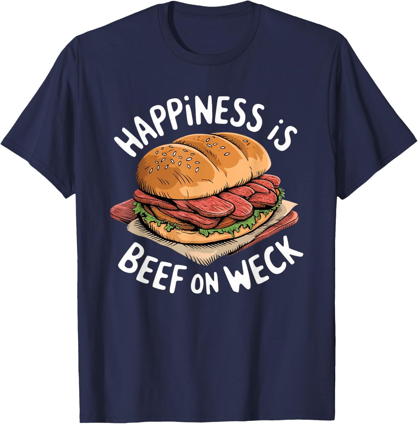 Beef on Weck - Iconic Sandwich Design for Food Lovers T-Shirt - T-Shirt | Navy