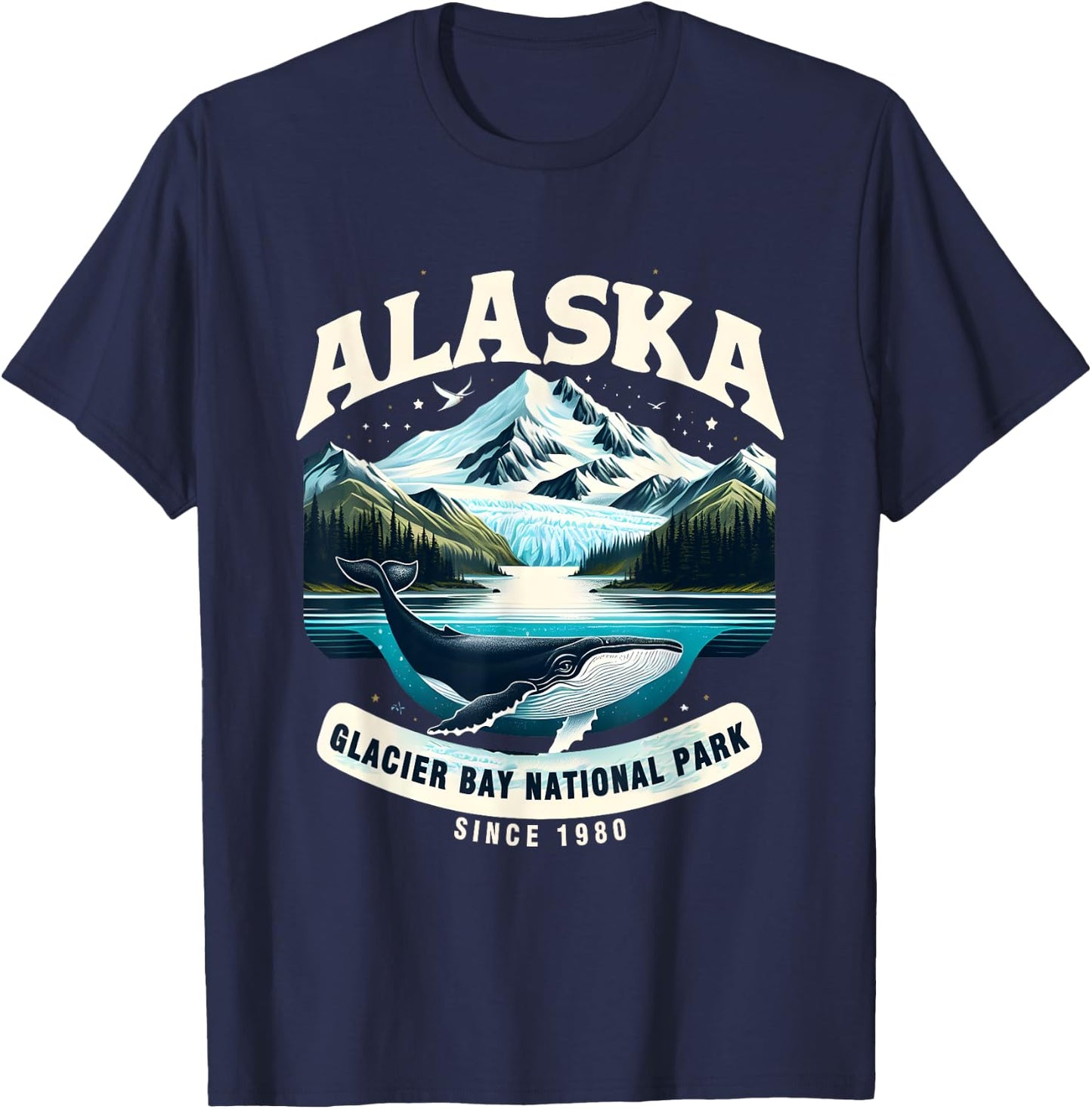Alaska Cruise Alaska Glacier Bay National Park Sine 1980 T-Shirt - T-Shirt | Navy