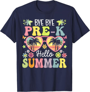 Goodbye Pre-k Hello Summer Last Day Of School Boys Kids T-Shirt - T-Shirt | Navy