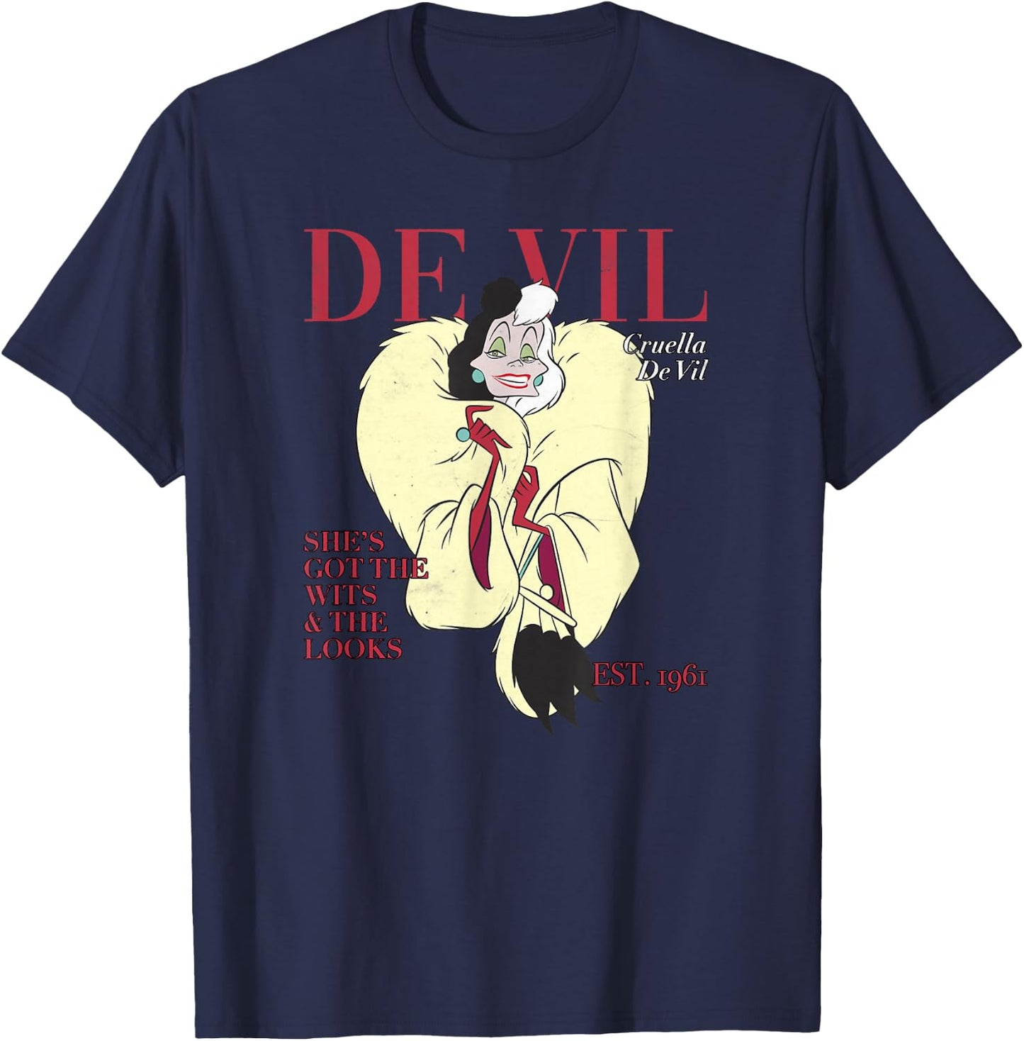 Disney Villains 101 Dalmatians Cruella De Vil Vogue Pose T-Shirt - T-Shirt | Navy