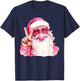 Vintage Retro Santa Christmas Bubble Gum Pink Sunglasses T-Shirt - T-Shirt | Navy