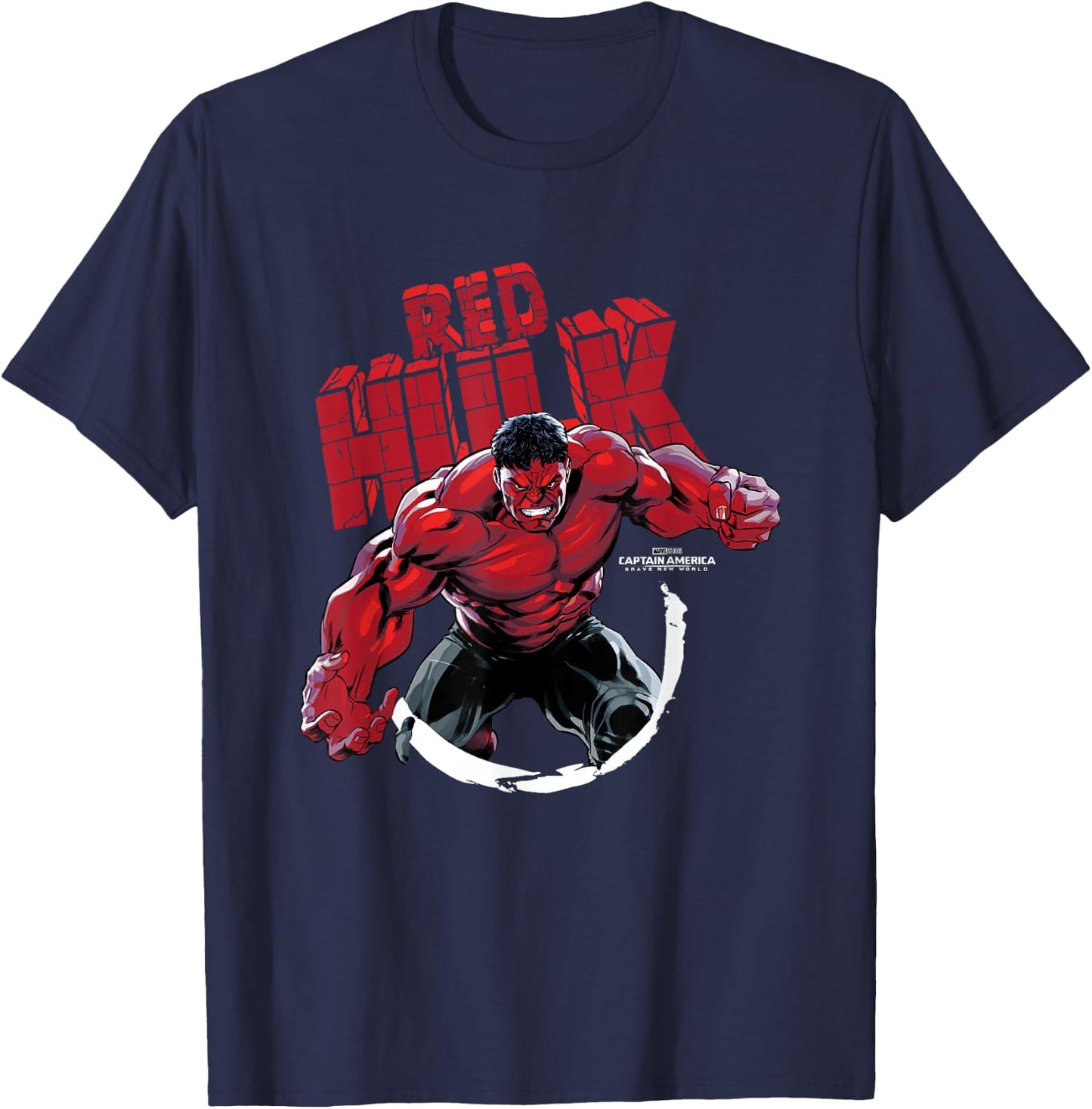 Marvel Captain America: Brave New World Red Hulk Portrait , Black, S T-Shirt - T-Shirt | Navy