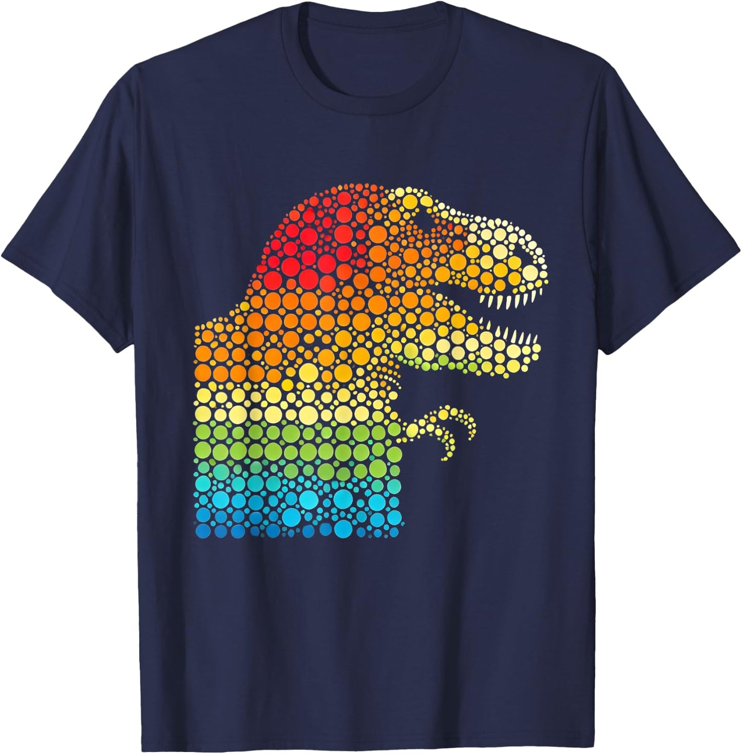 Colorful polka dots dinosaur t-rex for Dot day T-Shirt - T-Shirt | Navy