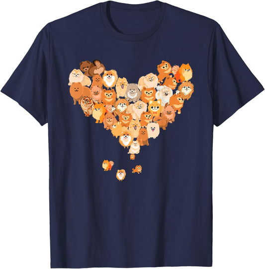 Pomeranian Heart Gift Dog Lover T-Shirt - T-Shirt | Navy