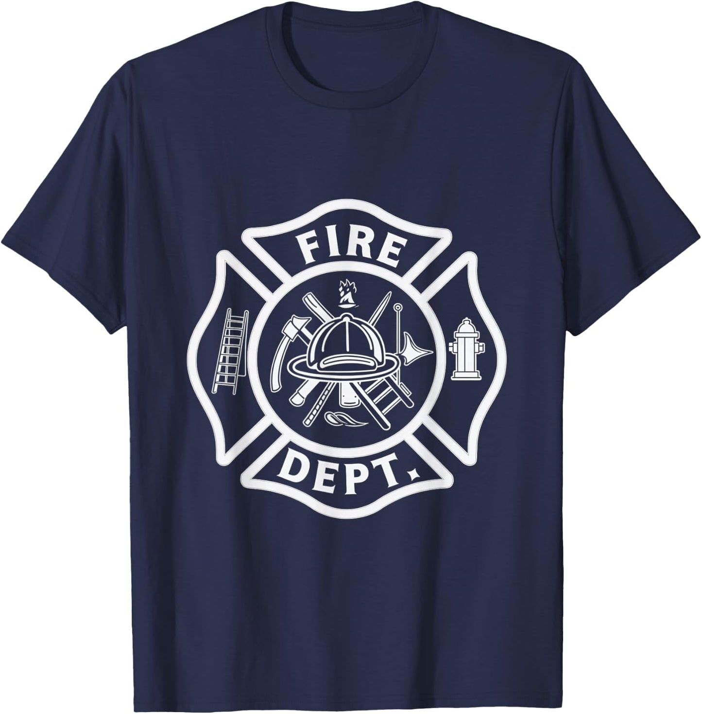 Fire Department Logo Firefighter Gear Fireman Badge T-Shirt - T-Shirt | Navy