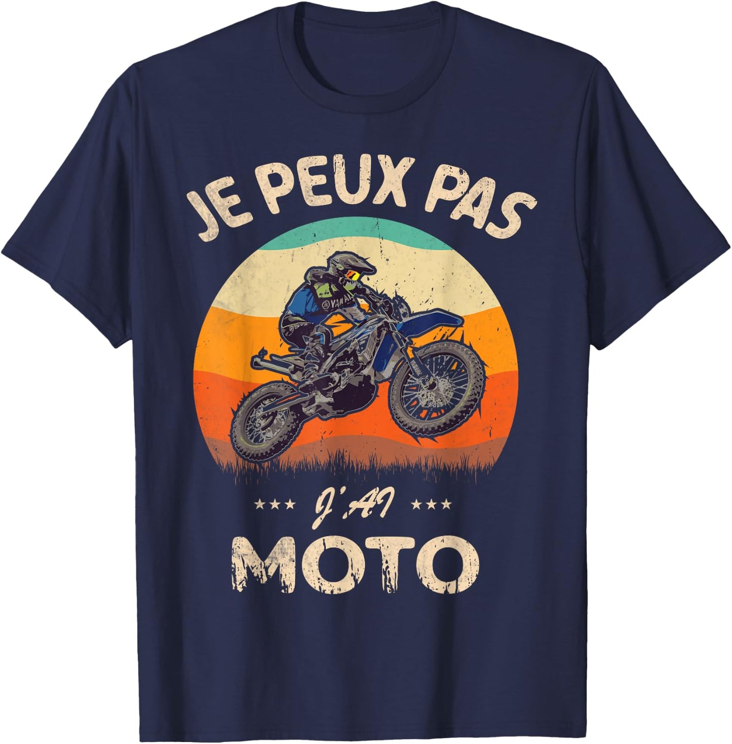 Je Peux Pas J'Ai Moto. Racing Motorcycles Biker Humour T-Shirt - T-Shirt | Navy