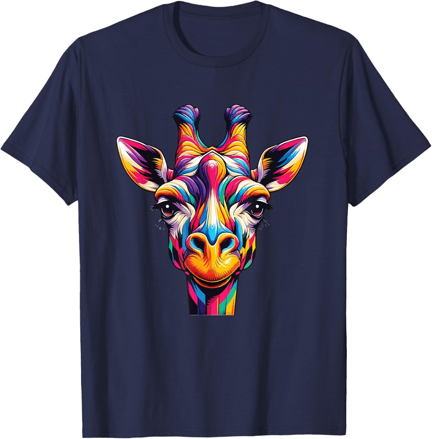 Giraffe Rainbow Colorful Love Wild Animals Zoo Jungle T-Shirt - T-Shirt | Navy